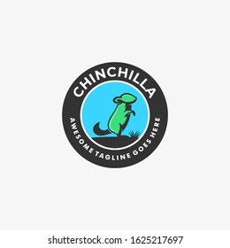 Vector Logo Illustration Chinchilla Stands Vintage Badge