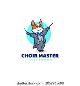 Vector Logo Illustration Choirmaster Fox Mascot Cartoon Style.