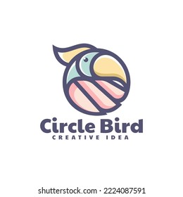 Vector Logo Illustration Circle Bird Line Art Style.