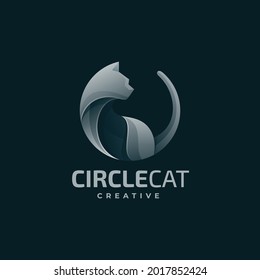 Vektorlogo Illustration Circle Cat Farbstil.