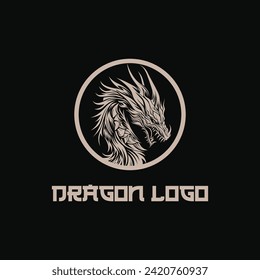 Vector logo illustration circle dragon 