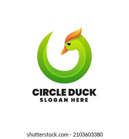 Vector Logo Illustration Circle Duck Gradient Colorful Style.