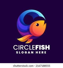 Vector Logo Illustration Circle Fish Gradient Colorful Style.