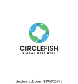 Vector Logo Illustration Circle Fish Gradient Colorful Style