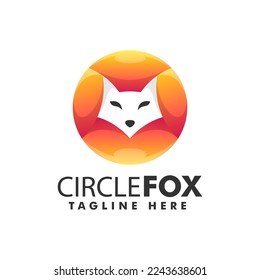 Vector Logo Illustration Circle Fox Gradient Colorful Style.