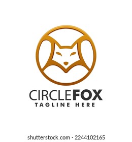 Vector Logo Illustration Circle Fox Line Art Style.