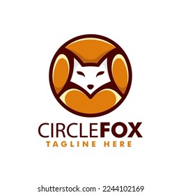 Logo Vector Ilustración Circle Fox Simple Mascot Style.