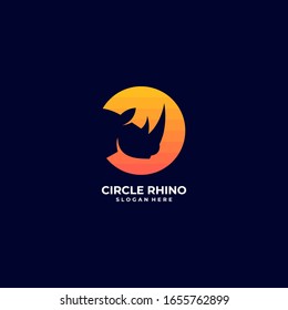 Vector Logo Illustration Circle Rhino Negative Space Style