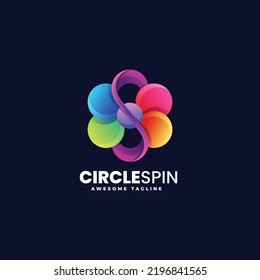 Vector Logo Illustration Circle Spinner Gradient Colorful Style.
