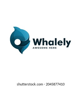 Vector Logo Illustration Circle Whale Gradient Colorful Style.