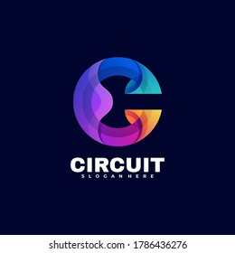 Vector Logo Illustration Circuit Gradient Colorful Style.