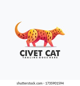 Vector Logo Illustration Civet Cat Gradient Colorful Style.