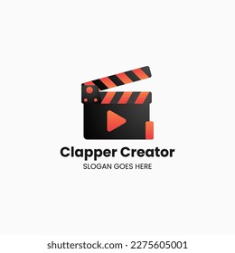 Vector Logo Illustration Clapper Creator Gradient Colorful Style