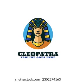 Logo Vector Ilustración Cleopatra Estilo de caricatura mascota.