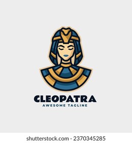 Logo Vector Ilustración Cleopatra Estilo de caricatura mascota.