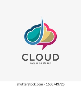 Vector Logo Illustration Cloud Colorful Style
