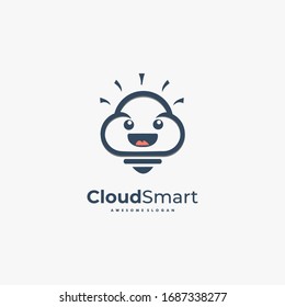 Vector Logo Illustration Cloud Smart cute cartoon.