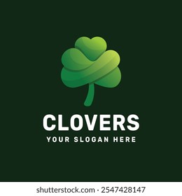 Vector Logo Illustration Clover Gradient Colorful Style.