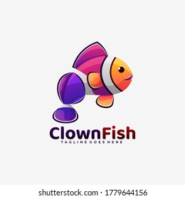 Logo Vector Ilustración Estilo Colorido Gradiente De Pescado De Payaso.