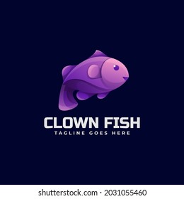 Vector Logo Illustration Clown Fish Gradient Colorful Style.