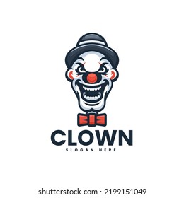 Vector Logo Illustration Clown Mascot Cartoon Style.