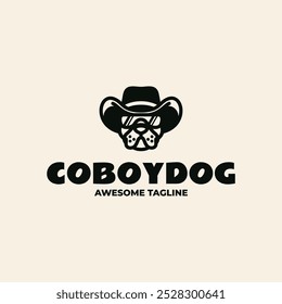 Vector Logo Illustration Coboy Dog Simple Mascot Style