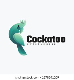 Vector Logo Illustration Cockatoo Gradient Colorful Style.