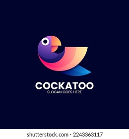 Vector Logo Illustration Cockatoo Gradient Colorful Style.