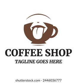 Vektorgrafik-Logo-Illustration einer Kaffeetasse und Lippen