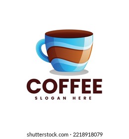 Vector Logo Illustration Coffee Gradient Colorful Style 