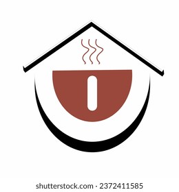 ilustración del logotipo vectorial para la empresa cafetalera, diseño de taza de café con humo marrón