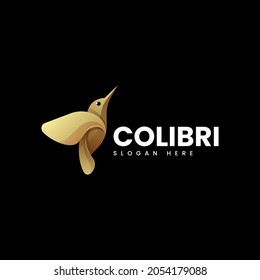 Vector Logo Illustration Colibri Gradient Colorful Style.