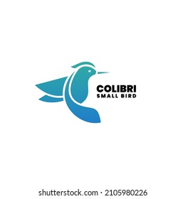 Vector Logo Illustration Colibri Gradient Colorful Style.