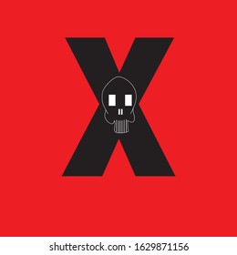 vector logo illustration of a combination of the letter X and skull