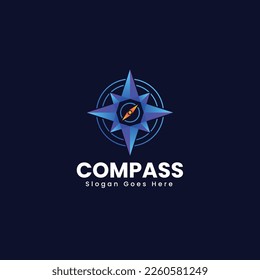 Vector Logo Illustration Compass Gradient Colorful Style.