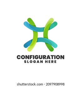 Vector Logo Illustration Configuration Gradient Colorful Style.