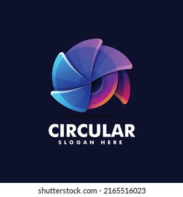 Vector Logo Illustration Connect Synergy Gradient Colorful Style.