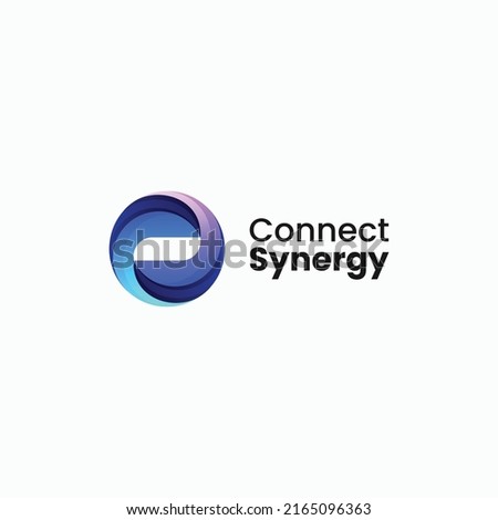 Vector Logo Illustration Connect Synergy Gradient Colorful Style.