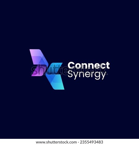 Vector Logo Illustration Connect Synergy Gradient Colorful Style