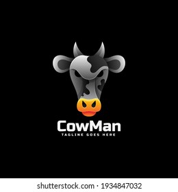 Vector Logo Illustration Cow Gradient Colorful Style.