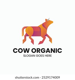 Vector Logo Illustration Cow Gradient Colorful Style