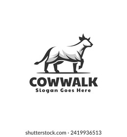 Vector Logo Illustration Cow Silhouette Style