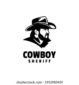 Vector Logo Illustration Cowboy Silhouette Style.