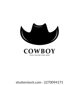 Vector Logo Illustration Cowboy Silhouette Style.