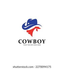 Vector Logo Illustration Cowboy Silhouette Style.