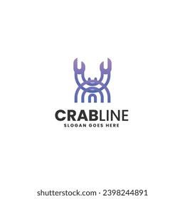 Vektorlogo Illustration Crab Gradient Line Art Style