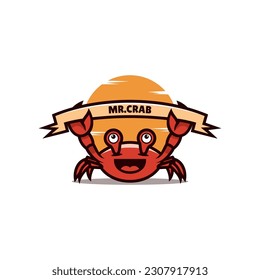 Logo Vector Ilustración Estilo de caricatura de mascota de cangrejo.
