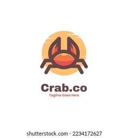 Vector Logo Illustration Crab Simple Mascot Style