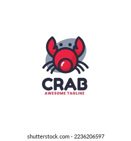 Vector Logo Illustration Crab Simple Mascot Style.