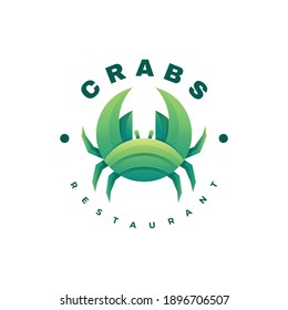Vector Logo Illustration Crabs Gradient Colorful Style.